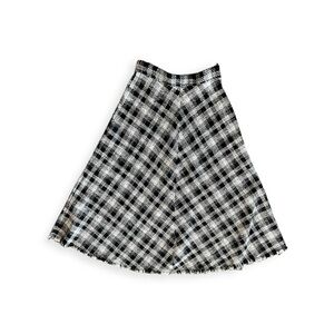 MNG skirt black white fray ends small